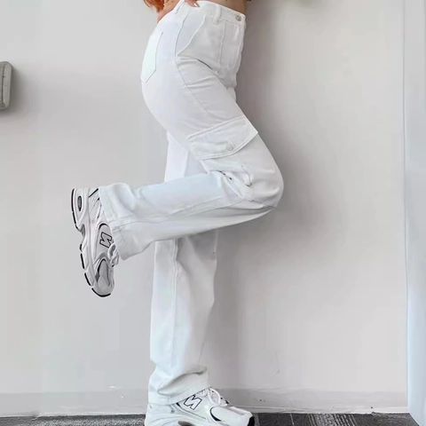 Women's High Waist Cargo Pants Multi Pocket Straight Leg Cotton Casual Work Trousers Streetwear Loose Cargo Pants