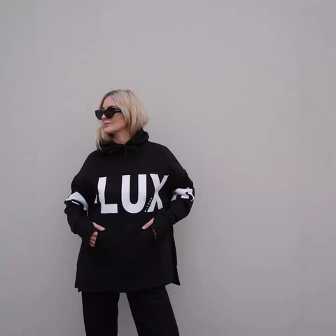 Women Oversized Letter Print Hoodie Streetwear Casual Loose Long Sleeve Pullover Hooded Sweatshirt With Kangaroo Pocket