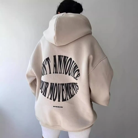 Women Casual Oversized Hoodie Long Sleeve Letter Print Hooded Sweatshirt Loose Drop Shoulder Streetwear Pullover Tops