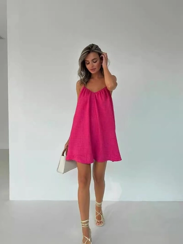 Women's Sexy Backless V-Neck Strap Mini Dress Summer Casual A-Line Beach Vacation Short Dress Solid Color Polyester Sun Dress