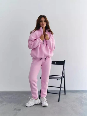 Women's Casual Tracksuit 2 Piece Set Half Zip Long Sleeve Sweatshirt And Drawstring Sweatpants Solid Color Lounge Set