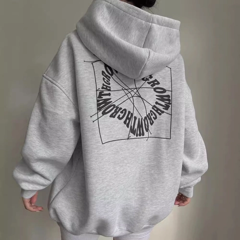 Women Oversized Hoodie Letter Print Long Sleeve Streetwear Sweatshirt Loose Casual Pullover Hooded Top For Daily Outing