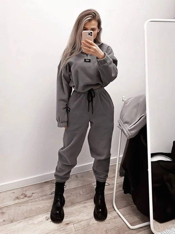 Women Casual Fleece Tracksuit Half Zip Stand Collar Long Sleeve Sweatshirt And Drawstring Pants Winter Streetwear Set