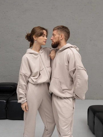 Women Men Casual Hoodie And Sweatpants Hoodie And Pants Zip Up Solid Color Oversized Streetwear Two Piece Outfit