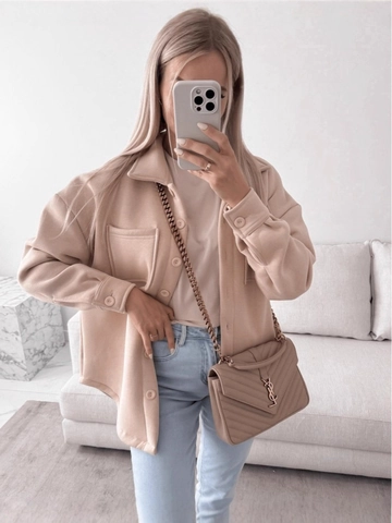 Women Thickened Woolen Shacket Jacket Lapel Single Breasted Oversized Solid Color Loose Outerwear Fall Winter Shacket Coat
