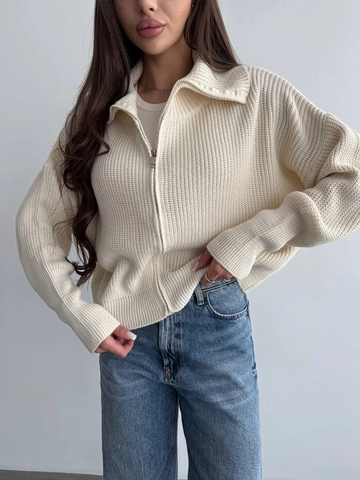 Cardigan in Maglia a Tinta Unita da Donna Con Cerniera Risvolto Manica Lunga Maglione a Costine Giacca Casual a Vestibilità Larga per Autunno Inverno