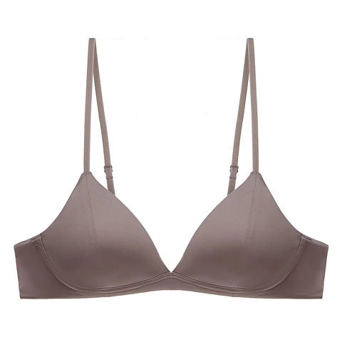 Sujetador Francés Sin Costuras Ni Aros Para Mujer Sexy Copa Triangular Delgada Escote en V Profundo Correas Ajustables Transpirable Lencería de Nailon Spandex