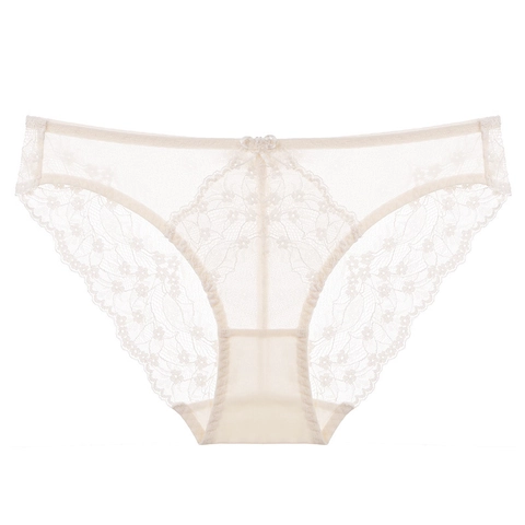 Bragas de Encaje Francés Sexy para Mujer Ultrafinas Transpirables Ropa Interior de Malla Floral Refuerzo de Algodón Cintura Baja