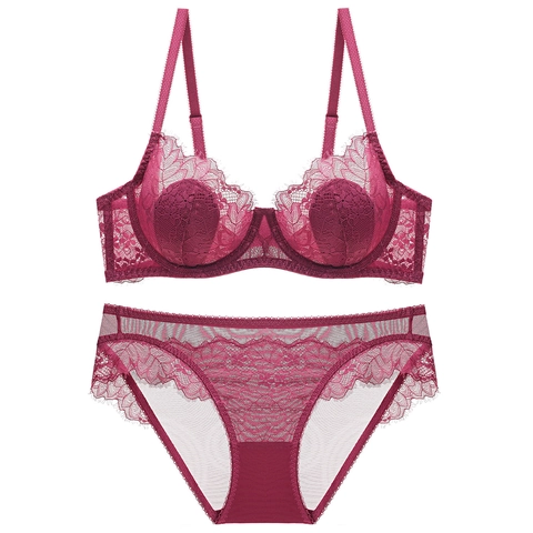 Sexy Wimpernspitze BH Und Slip Transparentes Florales Besticktes Lingerie Für Damen Verstellbare Träger Bügel Bralette