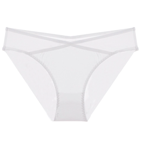 Damen Sexy Netz-Slips Niedrige Taille Atmungsaktiv Nylon Unterwäsche Mit Baumwolle Schritt Französischer Stil Einfarbig Nahtlos Höschen