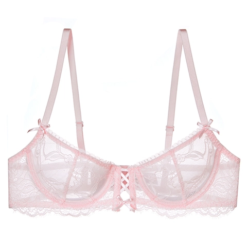 Reggiseno in Pizzo Ultrasottile Stile Francese Sexy Ricamo Floreale Fiocco Con Ferretto Traspirante Donna Lingerie