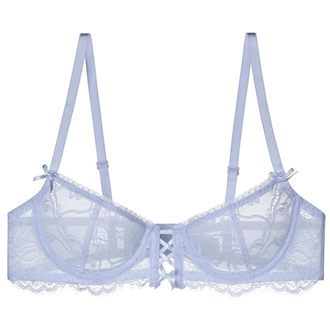 Reggiseno in Pizzo Ultrasottile Stile Francese Sexy Ricamo Floreale Fiocco Con Ferretto Traspirante Donna Lingerie