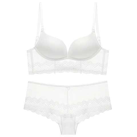 Lencería Sexy De Encaje Para Mujer Sin Aro Sujetador Push Up Y Bragas Poliamida Sin Costuras Invisible Espalda En U