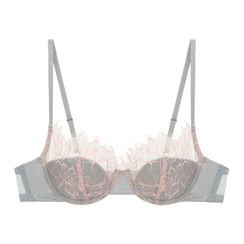 French Eyelash Lace Push Up Bra For Women Sexy Thin Hollow Out Soft Underwire Bralette Comfort Embroidery Lingerie