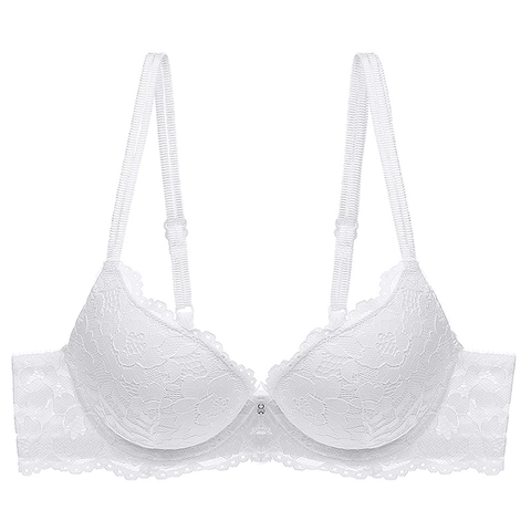 Sujetador Push Up de Encaje Floral Sexy para Mujer con Aros Tirantes Dobles Ajustables Transpirable Acolchado Elegante Bordado