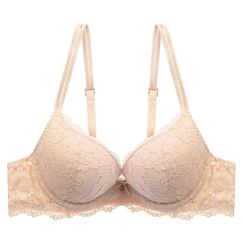 Conjunto de Sujetador y Bragas de Encaje Floral Sexy para Mujer Push Up Con Aros Lencería Acolchada Bordado Lazo