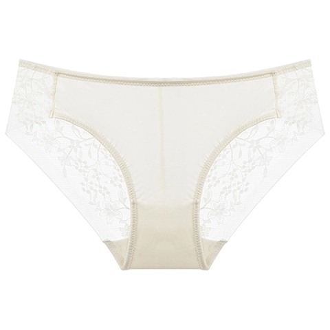 Damen Sexy Spitze Unterhosen Französischer Stil Ultradünn Atmungsaktiv Niedrige Taille Hüftstraffung Blumenstickerei Nylon Baumwolle Unterwäsche