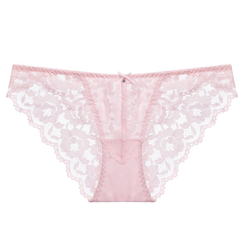 Bragas Sexys de Encaje Floral para Mujer Estilo Francés Cintura Baja Transpirable Levantamiento de Cadera Bragas Con Lazo Decoración de Diamantes de Imitación Lingerie