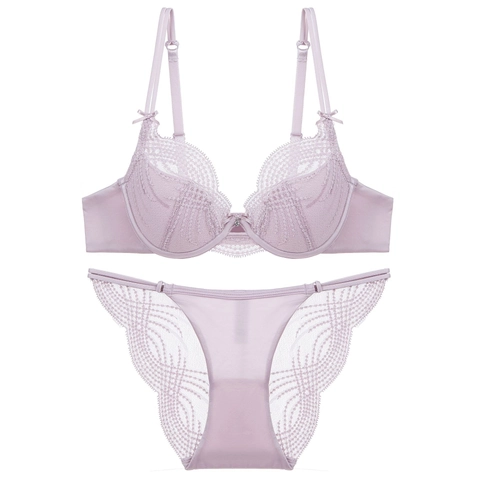 Sexy Lace French Bra For Women Plus Size Minimizer Lingerie Top And Bottom Comfortable Breathable Floral Pattern Underwear
