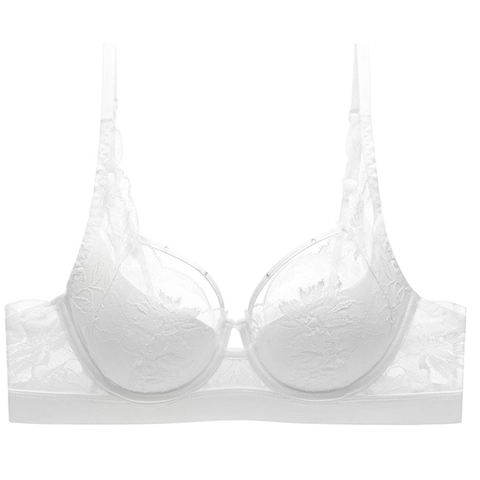 Reggiseno Donna Sexy in Pizzo Francese Con Ferretto Coppa 3/4 Push Up Ricamo Floreale Traspirante Comodo Lingerie