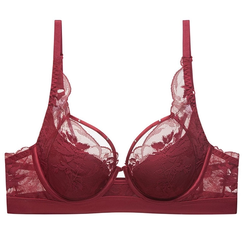 Reggiseno Donna Sexy in Pizzo Francese Con Ferretto Coppa 3/4 Push Up Ricamo Floreale Traspirante Comodo Lingerie