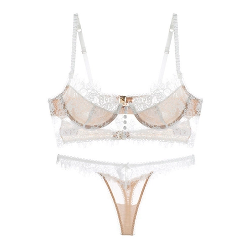 Damen Sexy Wimpernspitze Dessous Set Ultradünne Atmungsaktive Nylon BH Und Höschen Oberteil Und Unterteil Unterwäsche Geschenk