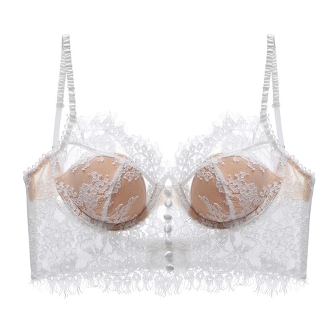 Conjunto de Sujetador con Aros de Encaje Floral Sexy Francés para Mujer Push Up Espalda al Aire Bralette de Encaje con Bragas Conjunto de Lencería
