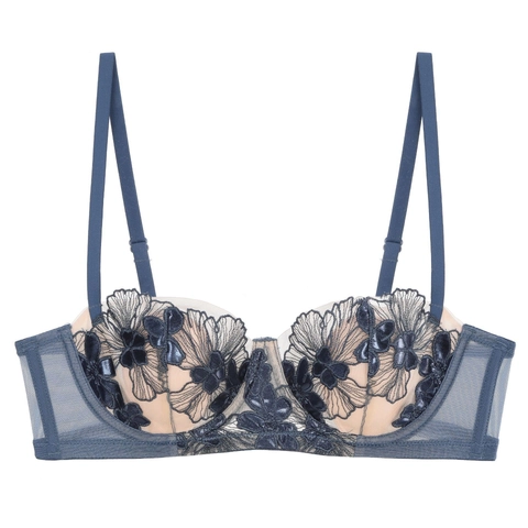 Sexy Französischer Stil Blumen Spitze Stickerei BH Für Damen 1/2 Cup Mit Bügel Dünne Formschale Atmungsaktive Dessous