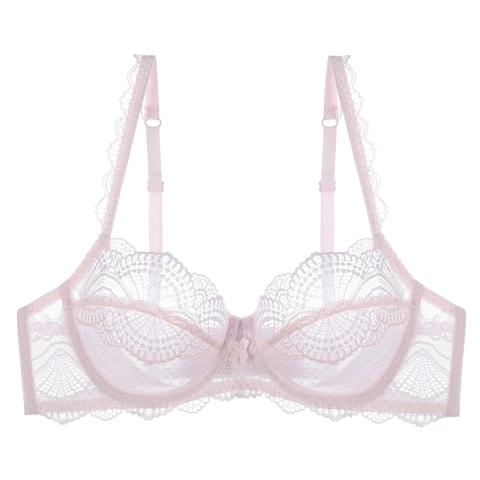 Franse Sexy Kant Ultradunne Bh Voor Vrouwen Met Beugel Ademend Bloemen Strik Decoratie Elegante Lingerie Ondersteuning Bh
