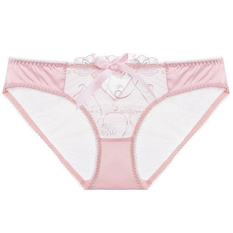 Mutandine da Donna Sexy in Pizzo a Rete a Vita Bassa con Ricamo Floreale Trasparente Traforato Traspirante con Fiocco Decorativo