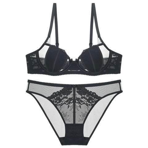 Biancheria Intima Francese Sexy in Pizzo Reggiseno E Slip Donna Coppe Orecchie Coniglio Anti Sporgenza Minimizzante Lingerie