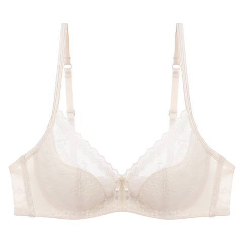 Reggiseno in Pizzo Sexy Stile Francese per Donna Coppa Sottile Con Ferretto Push Up Ricamo Floreale Fiocco Lingerie Traspirante