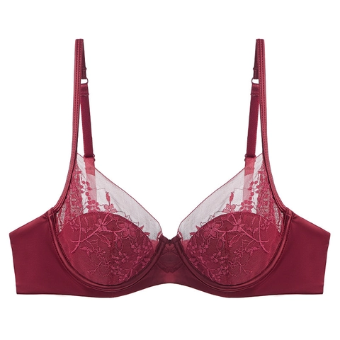 French Sexy Thin Embroidered Lace Bra For Women Underwire Minimizing Breathable Floral Mesh Lingerie Daily Elegant Underwear