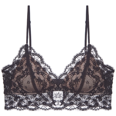 Bralette de Encaje Sexy Estilo Francés Copa Triangular Sin Aros Sujetador Delgado Para Mujer Diario Cómodo Transpirable Lencería