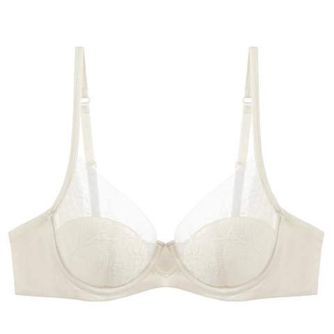 French Sexy Thin Embroidered Lace Bra For Women Underwire Minimizing Breathable Floral Mesh Lingerie Daily Elegant Underwear