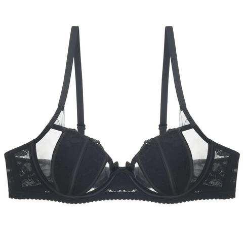 Franse Sexy Kant Beha Dun Ademend Konijnenoor Cup Mesh Beugel Beha Voor Dames Grote Borsten Lijken Kleiner Push Up Lingerie
