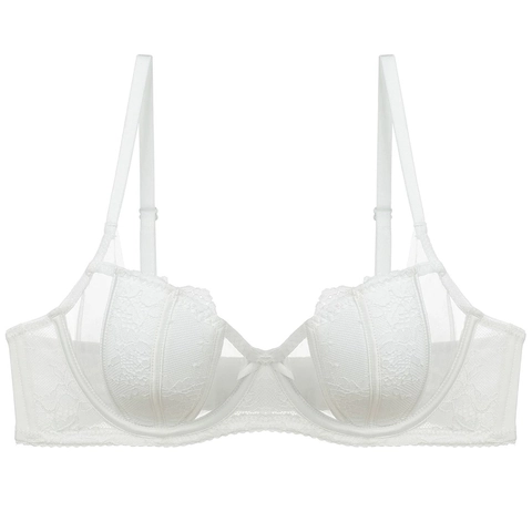 Franse Sexy Kant Beha Dun Ademend Konijnenoor Cup Mesh Beugel Beha Voor Dames Grote Borsten Lijken Kleiner Push Up Lingerie
