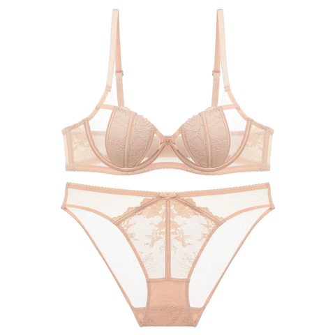 Biancheria Intima Francese Sexy in Pizzo Reggiseno E Slip Donna Coppe Orecchie Coniglio Anti Sporgenza Minimizzante Lingerie