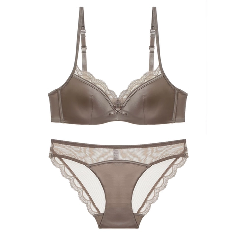 Sexy Frans Satijn Kant Lingerie Set Voor Vrouwen Elegant Zachte Ondersteuning Bh En Bijpassende Slip Ademend Comfortabel Ondergoed