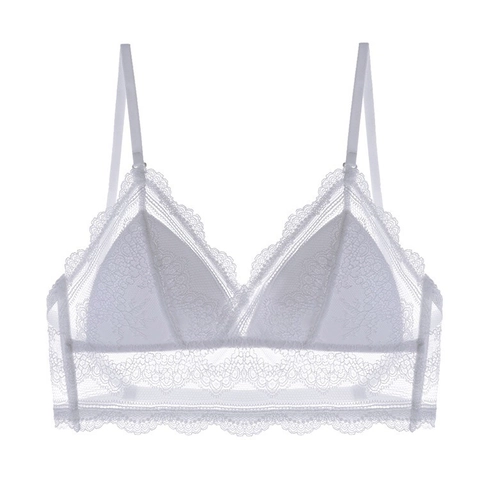 French Sexy Lace Bra For Women Wireless Triangle Cup Backless Lingerie Thin Straps Push Up Breathable Comfortable Bralette