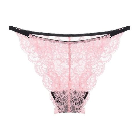 Women French Sexy Lace Panties Transparent Breathable Low Waist Thong Lingerie Adjustable Hip Lifting Triangular Briefs