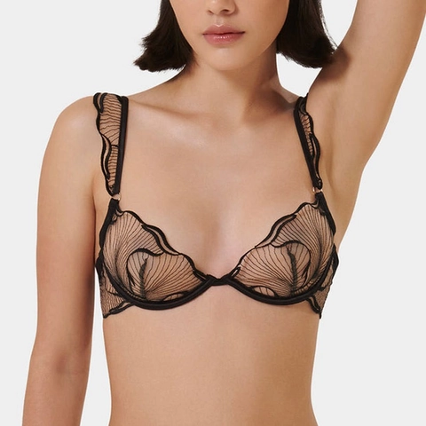 Reggiseno in Stile Francese Ultrasottile in Pizzo Ricamato Sexy Con Ferretto in Mesh Trasparente Lingerie da Donna Elegante