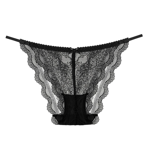 Women French Lace Panties Sexy Hollow Out Floral Low Waist Briefs Breathable Lingerie With Bow Decor Soft Underwear