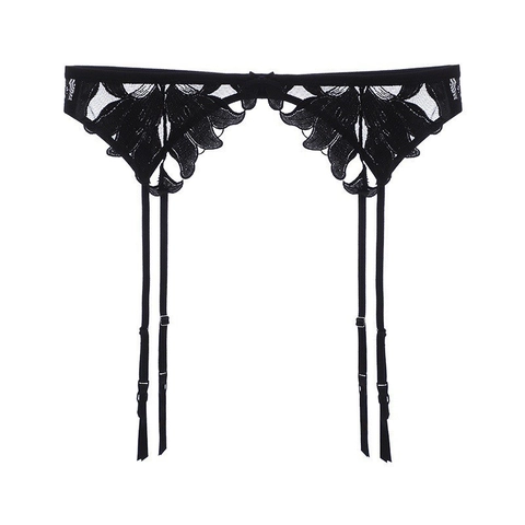Reggicalze Sexy in Pizzo Francese da Donna Ricamo Floreale Mesh Waist Cincher Con 4 Cinghie Regolabili per Calze Lingerie