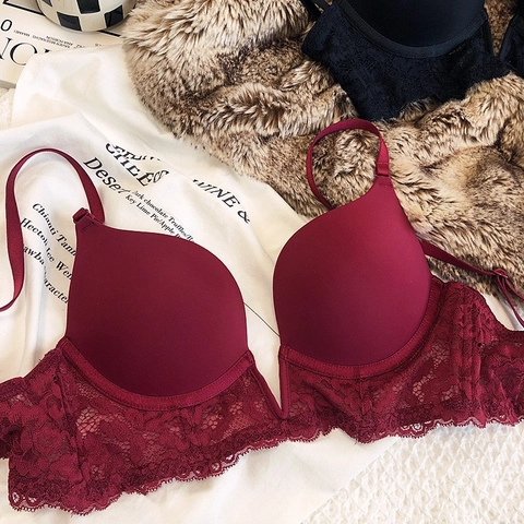 Soutien-gorge Sexy en Dentelle pour Femmes Mince Satin Floral Push Up Armature Souple Lingerie Avec Bretelles Réglables Sous-vêtements Élégants