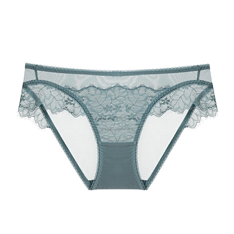 Französischer Stil Spitze Höschen Sexy Atmungsaktiv Blumenmuster Hüftstraffung Niedrige Taille Dessous Elegant Baumwollfutter Slips