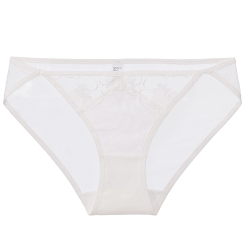 Sexy French Lace Panties For Women Breathable Transparent Mesh Embroidery Floral Lingerie Mid Waist Seamless Underwear