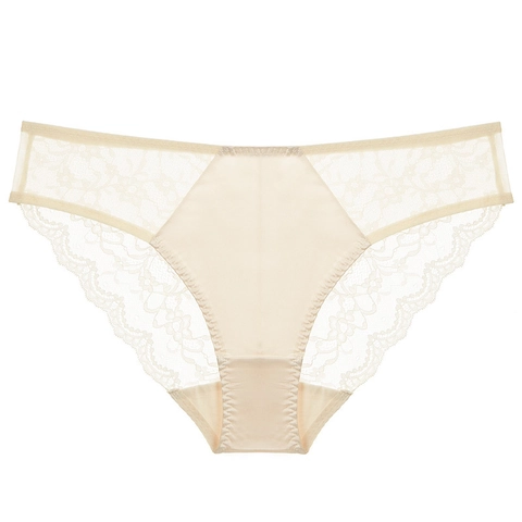 Sexy Kant Ondergoed Voor Vrouwen Ademend Lage Taille Satin Look Patchwork Holle Bloem Lingerie Comfort Katoenen Kruis Slips