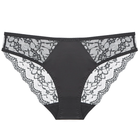 Sexy Kant Ondergoed Voor Vrouwen Ademend Lage Taille Satin Look Patchwork Holle Bloem Lingerie Comfort Katoenen Kruis Slips