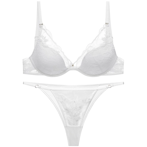 Ensemble Lingerie Dentelle Sexy Français Femme Soutien Gorge Floral Fin Et String Avec Détail Chaîne Künstliche Perles